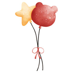 Watercolor Christmas Balloons Illustration Isolated on Transparent Background