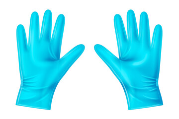 Obraz premium Pair of blue gloves isolated on transparent background. Blue surgical gloves on white background.