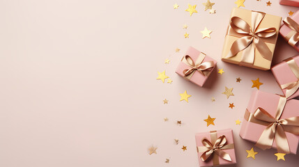 Christmas tree, gifts and holiday decorations, post card, template, background, email greetings card, Merry Christmas