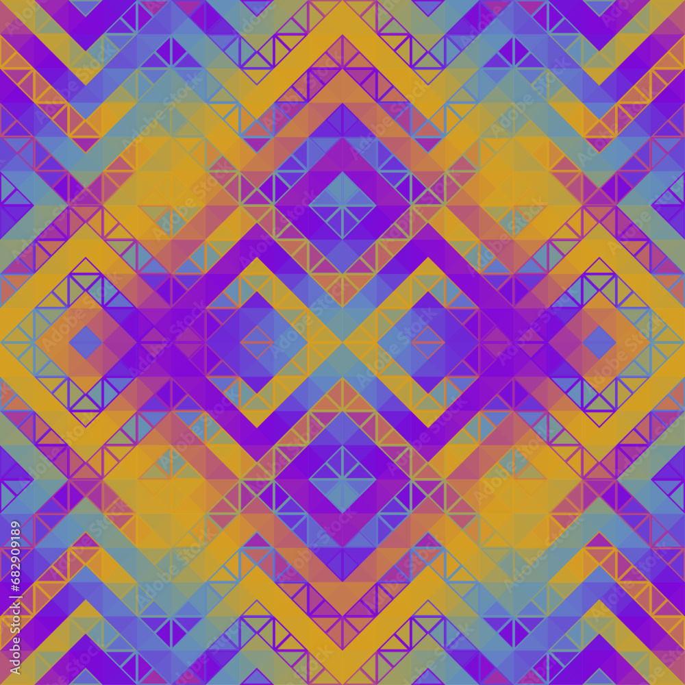 Poster colorful aztec fabric, wallpaper and home decor. abstract seamless tileable pattern. triangles aztec