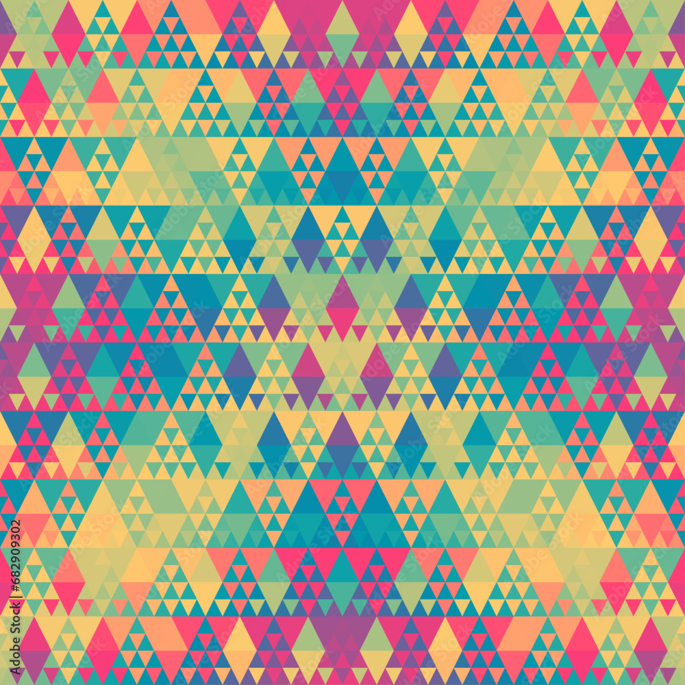 Poster colorful aztec fabric, wallpaper and home decor. abstract seamless tileable pattern. triangles aztec