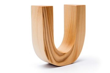 letter u, from wooden, on white background