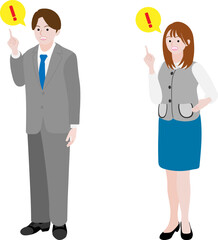 良いアイデアをひらめいた会社員男女のイラスト