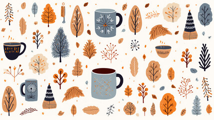 hygge autumn winter pattern design for cozy seasonal backgrounds