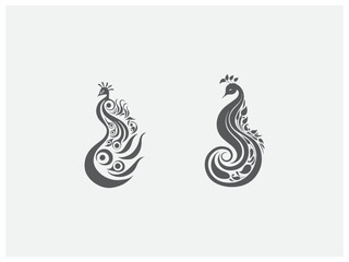 Premium peacock logo design set vector, vector and illustration,