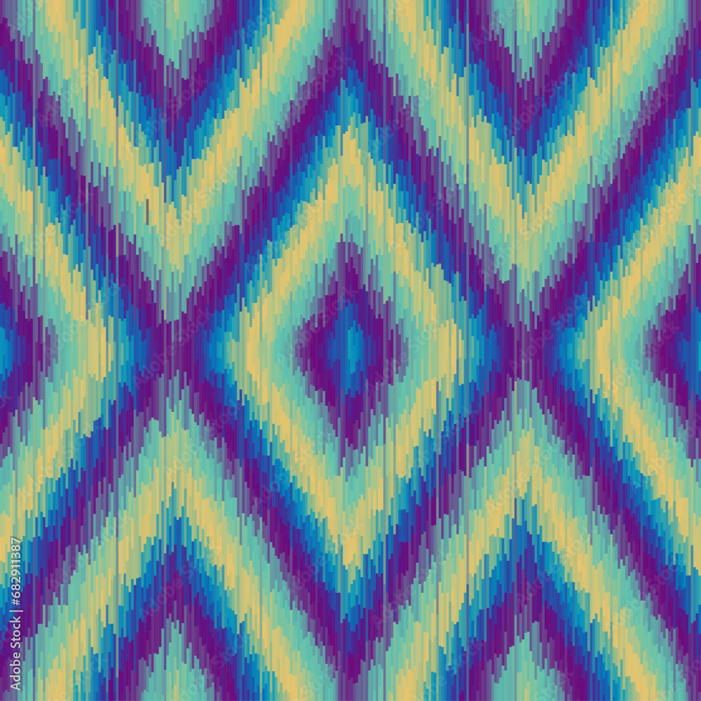 Poster Seamless striped pattern in Aztec style. Folk embroidery.. Aztec ikat style. Seamless vector image. Thin lines