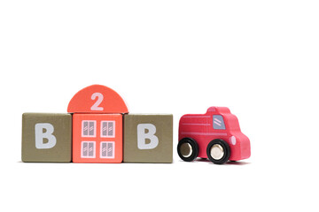 text B2B on colorful wooden isolated on a white background