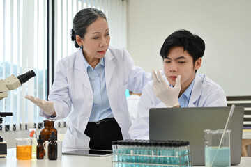 Two scientists are arguing about the results of a research or experiment