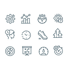  Performance,growth line icons vector design