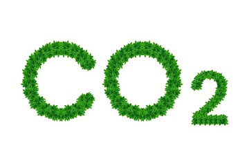 carbon dioxide and leaves and earth love concept