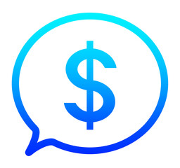 青いグラデーションのドルマークと吹き出し