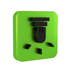 Black Motion sensor icon isolated on transparent background. Green square button.