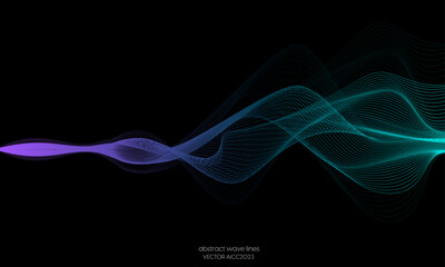 Vector abstract light lines wavy flowing dynamic in blue pink colors isolated on white background for concept of AI technology, digital, communication, 5G, science, music