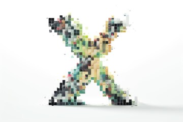 Fototapeta premium letter x, pixelated, on white background