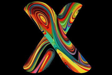letter x, pop art style, on black background