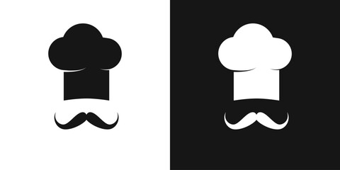 Male chef vector sign. Chef's hat and mustache, cook icon