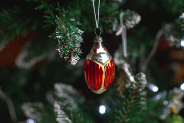 Christmas decorations. Vintage Glass Beetle