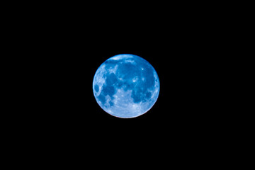 Blue moon nature light object in the night sky, close-up