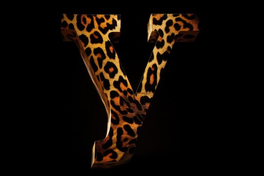 letter y, animal print style, on black background