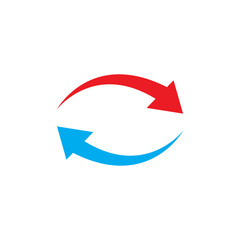 Refresh button with red and blue arrows pointing in opposite directions png symbol
