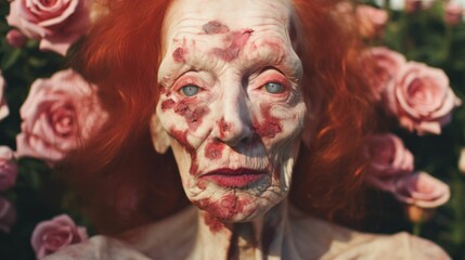 A zombified old woman.