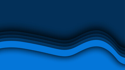 Blue wavy ocean paper cut abstract background for design