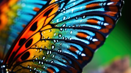 photo, macro photography, intricate details of a colorful butterfly wings, vibrant patterns, delicate beauty
