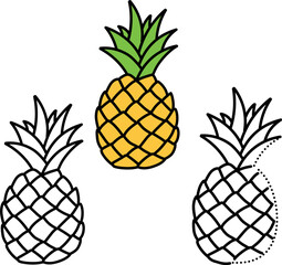 learn to color and connect Pineapple fruit lines for children