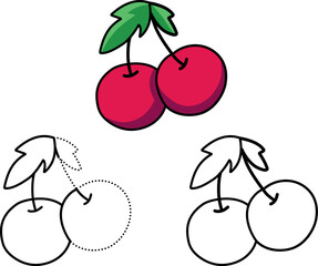 learn to color and connect fruit lines for children