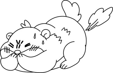 Groundhog fart hand draw full-color cartoon style illustration set