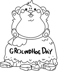 Groundhog day cartoon style illustration set