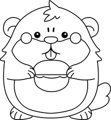 Groundhog and fruit cartoon style illustration set