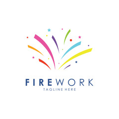 Logo Template of Sparkling Fireworks on Party Celebration