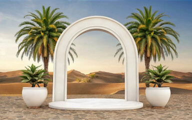 palm trees in the sea mockup background, landscape, ai generated 