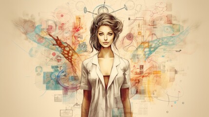 Obraz na płótnie Canvas beautiful female doctor background wallpaper ai generated image