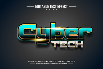 Cyber tech 3D editable text effect template