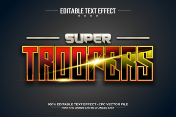 Super troopers 3D editable text effect template