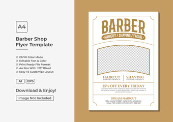 Modern barbershop flyer or haircut poster salon banner template