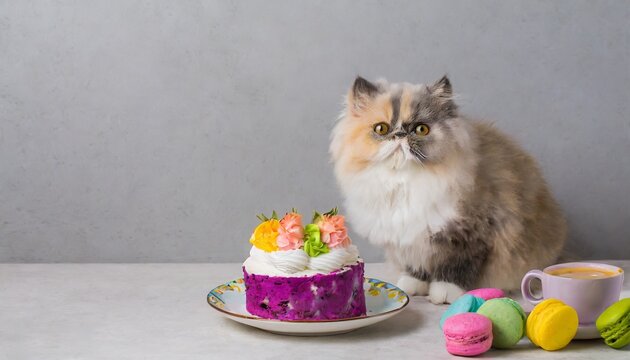 かわいい猫と猫用の素敵なケーキ