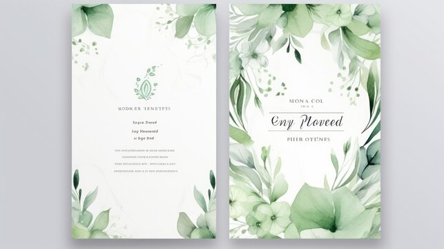 Leaf nuance wedding invitation template background wallpaper ai generated image
