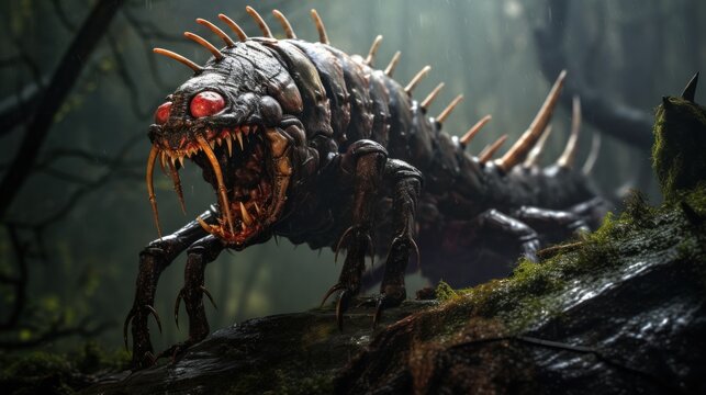 angry centipede monster background wallpaper ai generated image