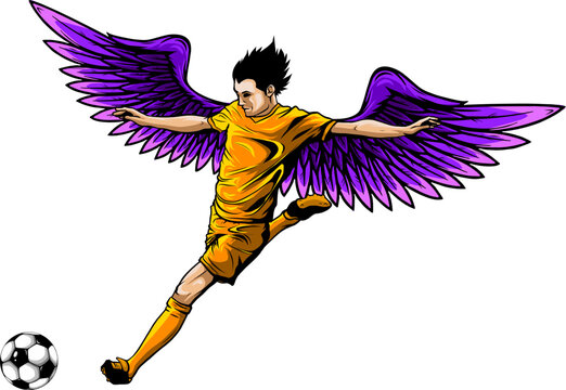 recommend clip art: kick the ball soccer vector illustration. digital hand draw design