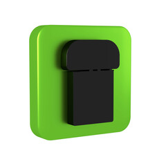Black Easter cake icon isolated on transparent background. Happy Easter. Green square button.