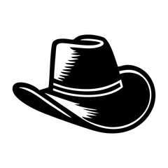 Cowboy hat black icon isolated on white background. Brown sheriff headdress. Wild west element. Vector illustration