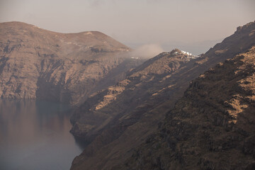Stunning views of Santorini island in Greece Mediterranean Sea