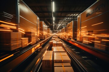 Dynamic Logistics: Blurred Motion of Packages in a Busy Department, Capturing the Rapid Movement of Shipments