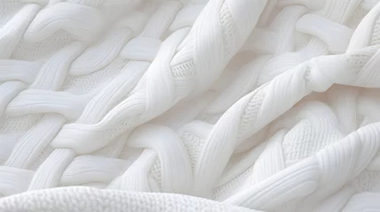 Fotobehang White knitted sweater, blanket, macro photography, © Nizoli