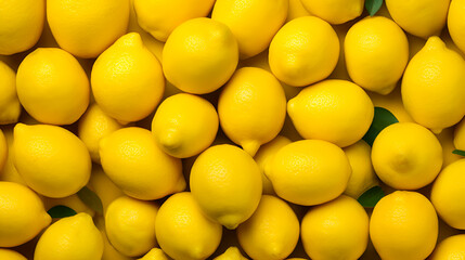Background of fresh lemons. Top view.