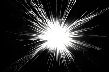 Explosion Burst of light bursting everywhere Black And White Comic art style