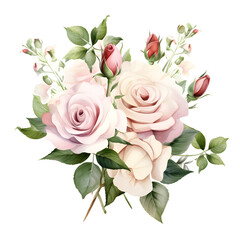 Fototapeta premium Watercolor Hand watercolor painting wedding roses on white background